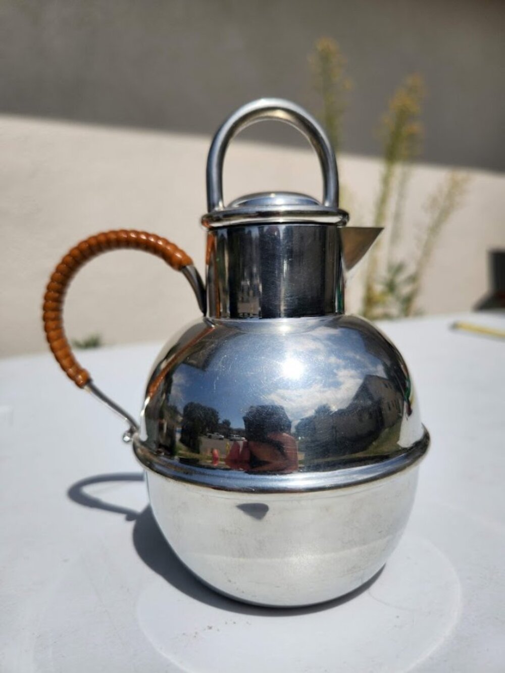 Vintage Mid-Century Guernsey Style Mini Teapot Creamer Pitcher Carafe Rattan